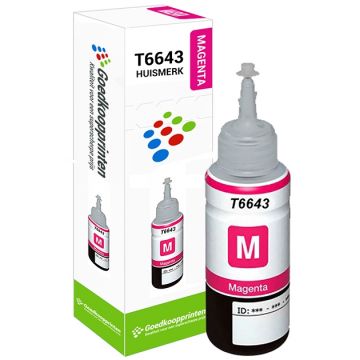 Huismerk voor Epson T6643 inkt cartridge Magenta - Ecotank 100ML